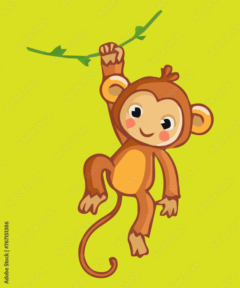 Obraz premium Cute Monkey Cartoon Vector Icon Illustration Animal Holiday