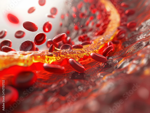 accumulation of fat in the blood vessels