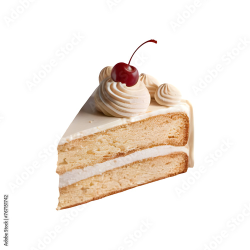 Delicious vanilla cake slice png isolated on transparent background
