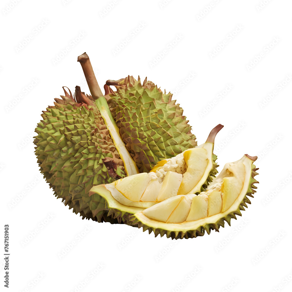 Obraz premium durian fruit with slices png isolated on transparent background