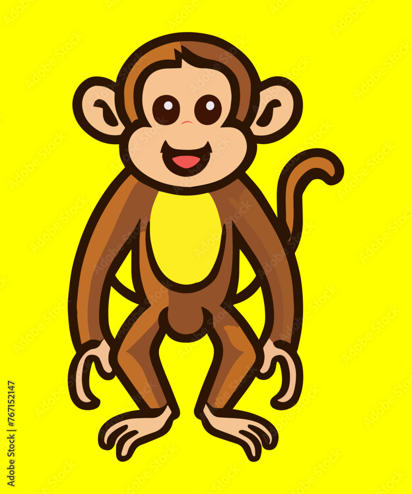 Fototapeta premium Cute Monkey Cartoon Vector Icon Illustration Animal Holiday