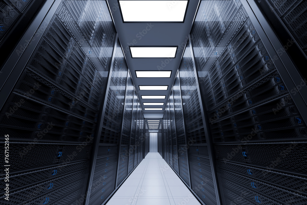 Advanced Data Center: High-Capacity Server Racks and Cloud Storage Solutions