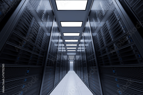 Obraz na płótnie Advanced Data Center: High-Capacity Server Racks and Cloud Storage Solutions w salonie