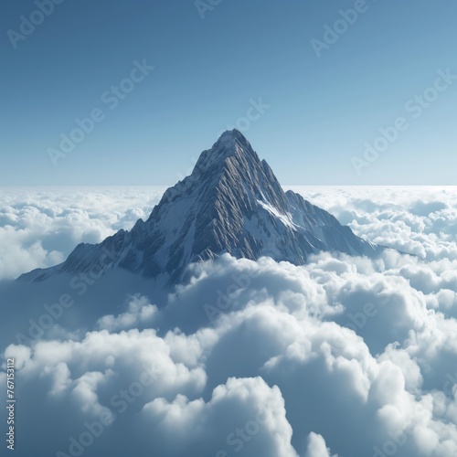 The peak of a mountain sticking out above the clouds.