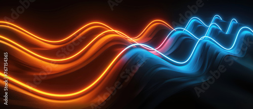 Neon waves oscillating in a dark dynamic scene