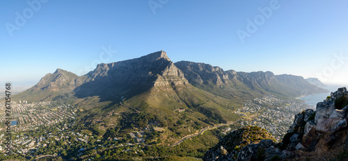 Table Mountain and 12 Apostles viewed from Lion's Head. Cape Town. Western Cape. South Africa