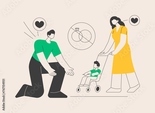 Unmarried parents abstract concept vector illustration.