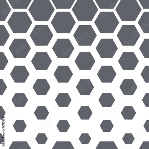 Halftone honeycomb pattern vector illustration. Geometric seamless pattern on isolated background. Hexagon decrease sign concept.