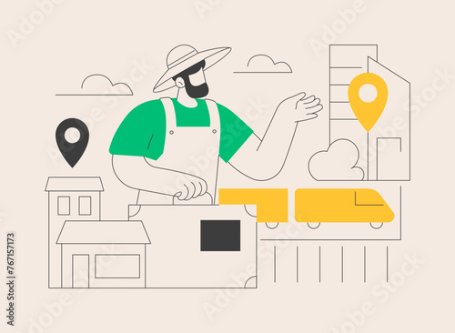 Migration from the countryside to the town abstract concept vector illustration.