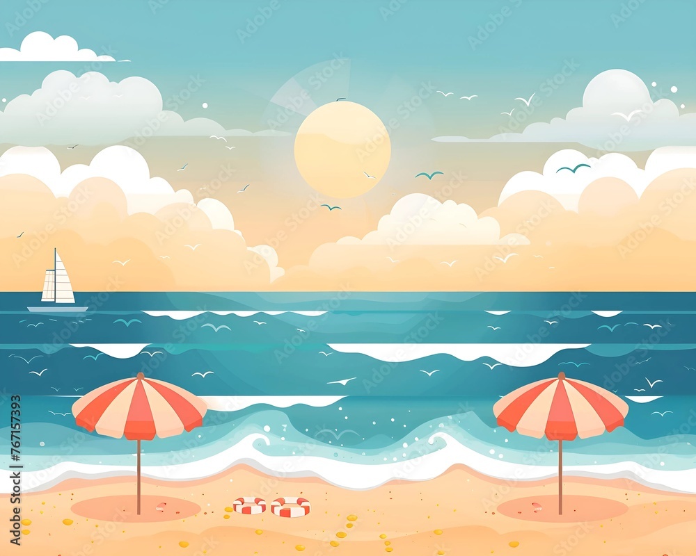 A Tranquil Beachscape Illustration