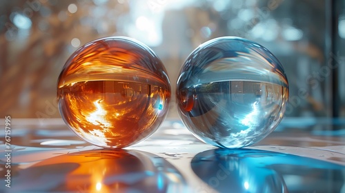 on one side, a mundane object, on the other, the same object enhanced by nanotechnology Portray the drastic improvement and allure of advanced technology