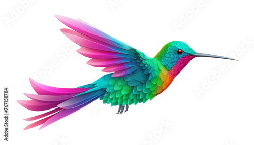 colorful hummingbird isolated on transparent background cutout © Papugrat