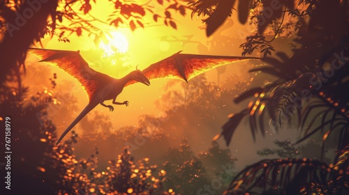 Obraz na plátně AI-generated majestic dinosaurs in a prehistoric landscape