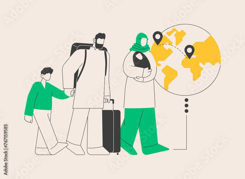 Family migration abstract concept vector illustration.