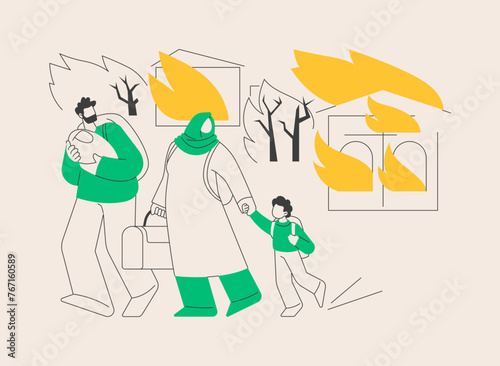 Forced migration abstract concept vector illustration.