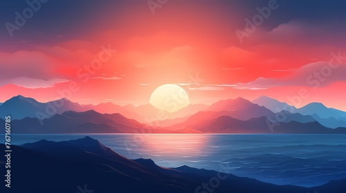 Witness a sunrise gradient background animated with vitality, where vibrant oranges blend into deep blues, providing an electrifying canvas for graphic resources. © Kanwal