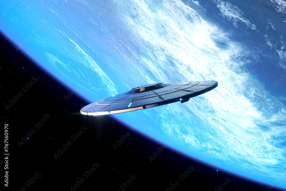 Advanced Spaceship in Earth's Orbit: A Glimpse into Futuristic Space Exploration