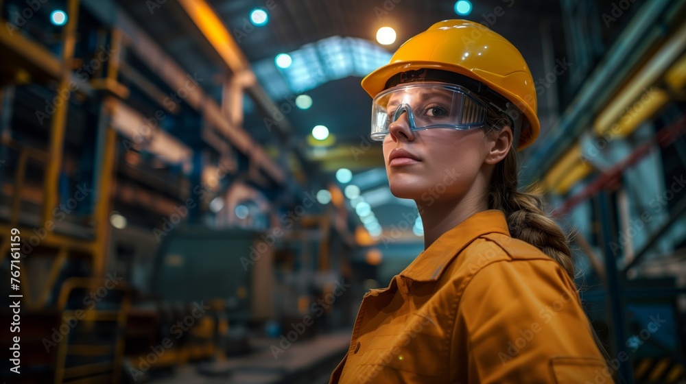 /imagine prompt: Welder, An experienced female welder at work, Metal fabrication facility background /imagine prompt: Welder, An experienced female welder at work, Metal fabrication facility background