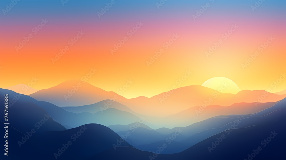 Witness a sunrise gradient background animated with vitality, where vibrant yellows blend into deep blues, providing an electrifying setting for graphic resources.