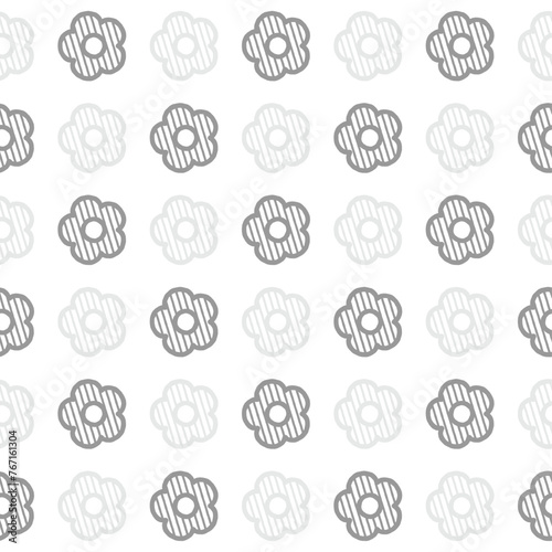 Daisy flower seamless pattern. Black flower on white background. Flat illustration images