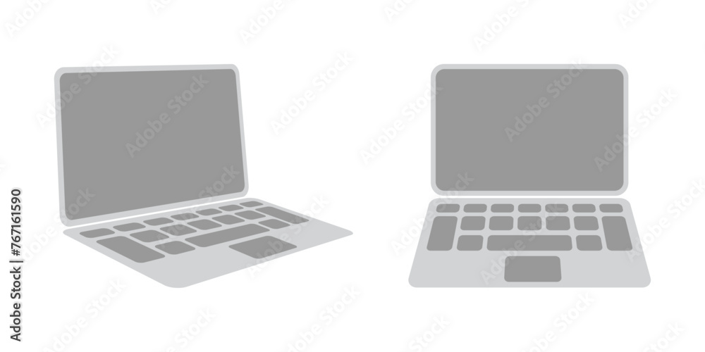 Set of laptops in simple flat style. Set of laptops in simple flat style.