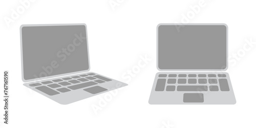 Set of laptops in simple flat style.