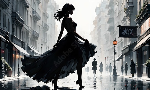 wallpaper, silhouette of an elegant woman with stiletto heels photo