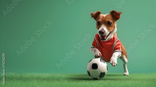 Energetic Jack Russell Terrier Playing Soccer in a Grassy Field