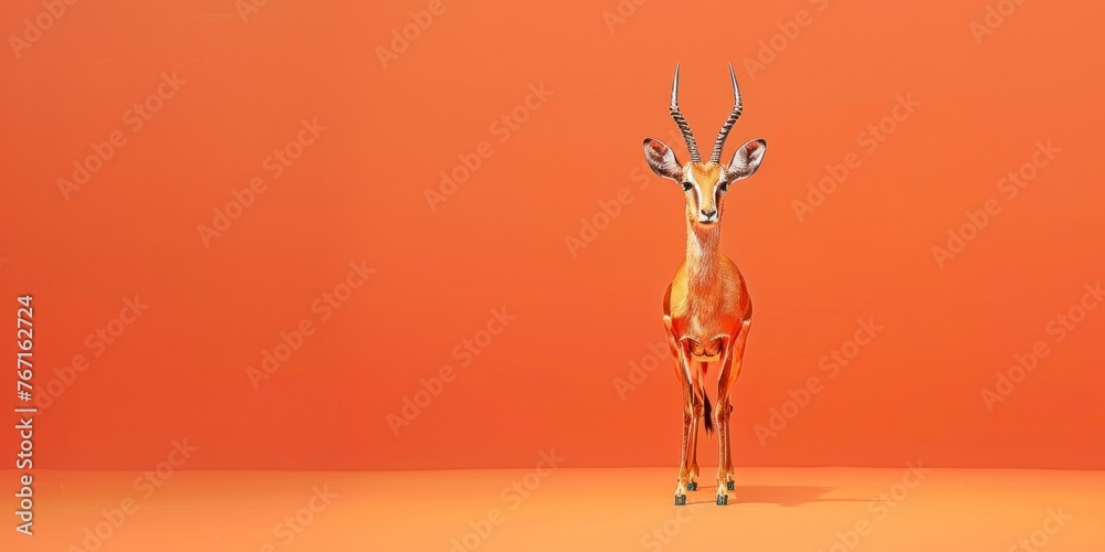 Minimalist Gazelle on Orange Background