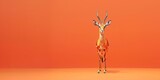 Minimalist Gazelle on Orange Background