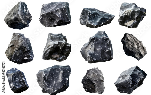 Set of asteroids Isolated on Transparent background.