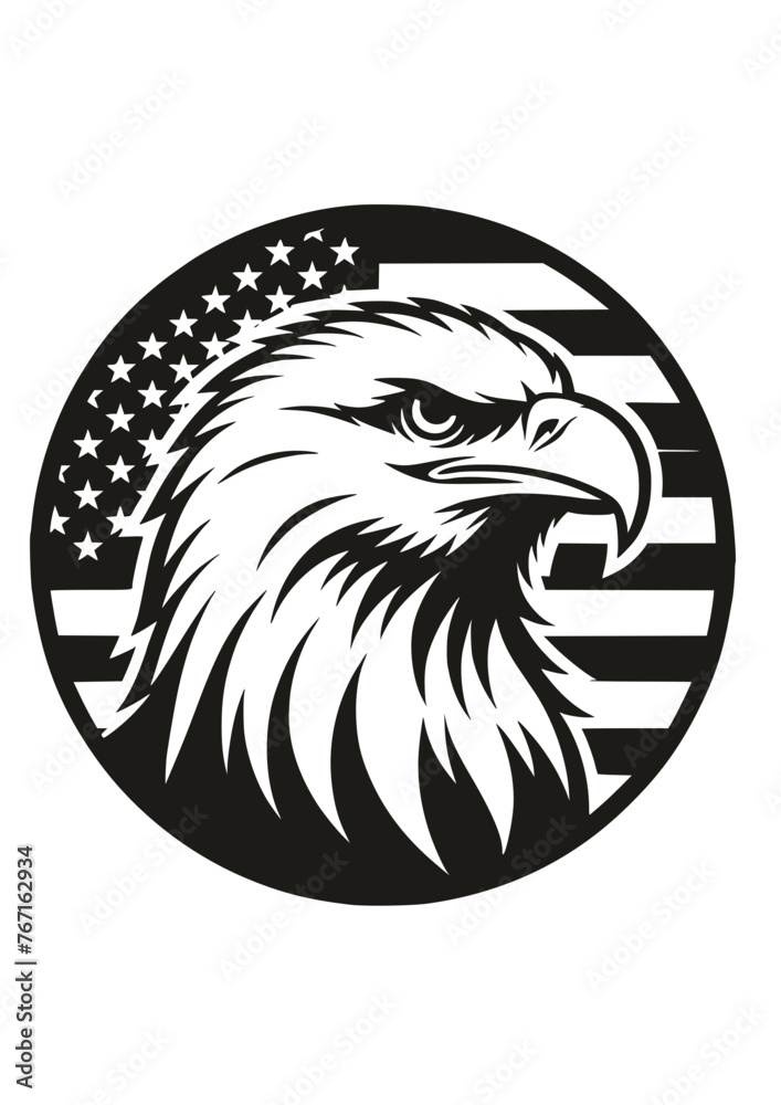 Fototapeta premium Eagle With American Flag Svg, American Flag Svg, Eagle Svg, Eagle Through Flag Svg, Eagle Shirt, USA Patriotic Svg, 4th of July Svg Png Eps 