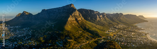 Table Mountain and 12 Apostles viewed from Lion's Head. Cape Town. Western Cape. South Africa