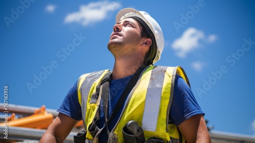 Construction Worker in Protective Cooling Gear