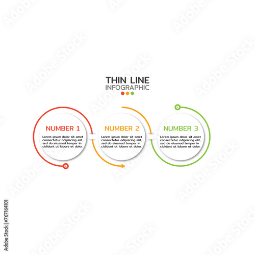 Thin line flat infographic design elements and 3 options. Timeline with 3 options, steps or process. Vector business template for presentation.