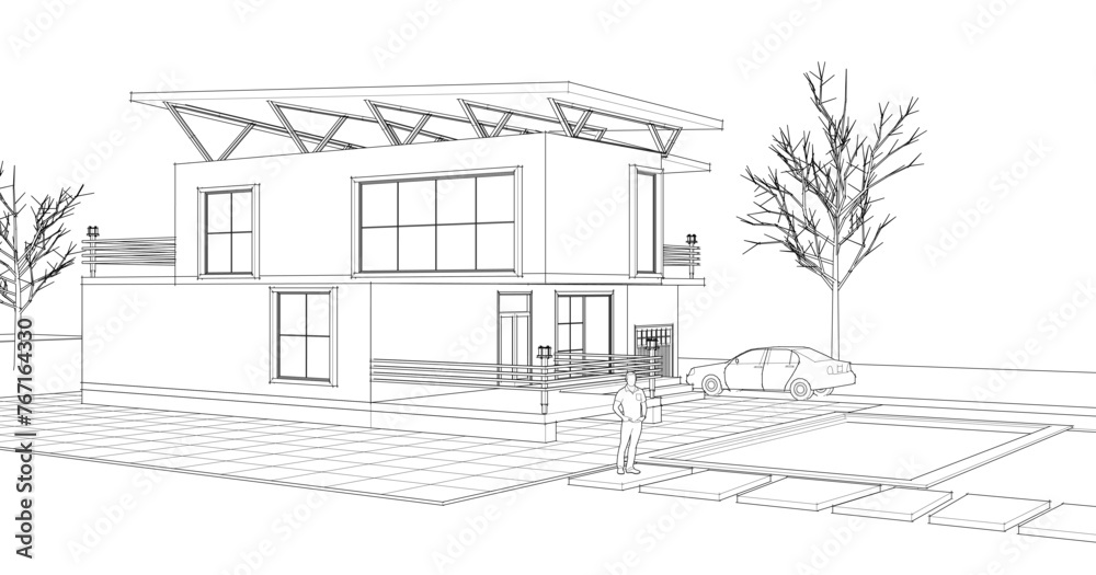 modern house 3d illustration