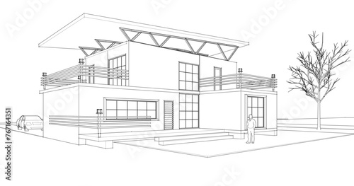 modern house 3d illustration