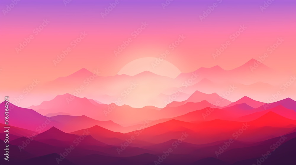 Visualize an energetic sunrise gradient background filled with vigor, as fiery reds give way to tranquil purples, setting the stage for graphic design exploration.