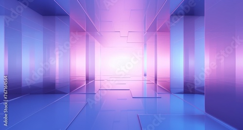 Vibrant Pink and Blue Futuristic Corridor