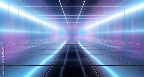 Abstract Neon Light Tunnel Background