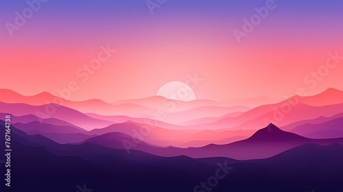Visualize a sunrise gradient background filled with vigor, where fiery reds give way to tranquil purples, setting the tone for graphic design exploration. © Kanwal