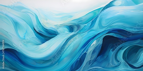 Vibrant turquoise waves cascade across the gradient canvas, capturing the dynamic energy of rhythmic movement.