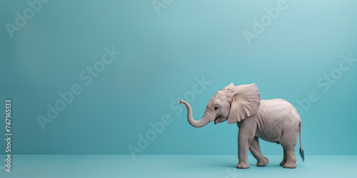 Minimalist Elephant on Blue Background