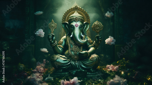Lord Ganesha, the celebration of Ganesh. Generative AI © BAIBOON