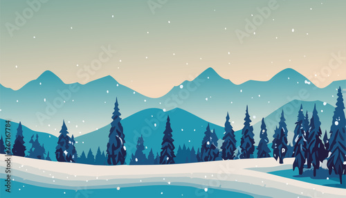 Winter landscape in the mountains