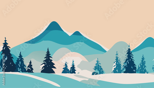 Winter landscape in the mountains