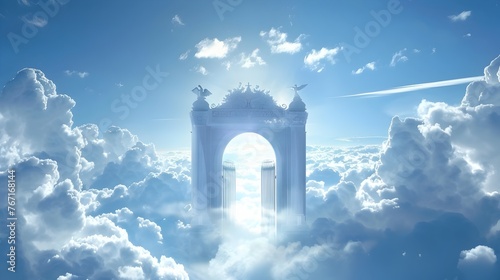 Ethereal Gateway to the Kingdom of God in the Heavenly Skies,a Serene and Transcendent Vision of the Divine