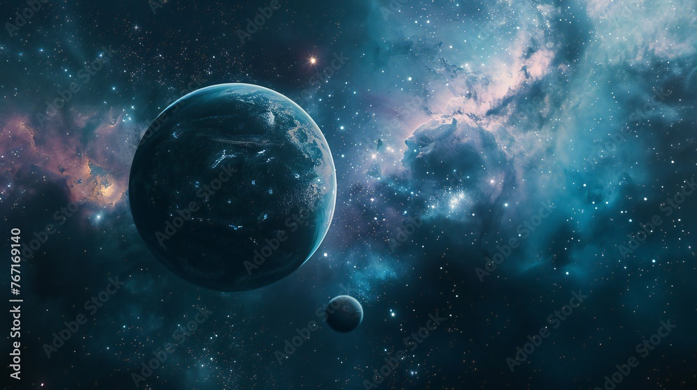 Galactic dreamscape featuring a mesmerizing array of stars, planets, and nebulae. Galactic dreamscape featuring a mesmerizing array of stars, planets, and nebulae.