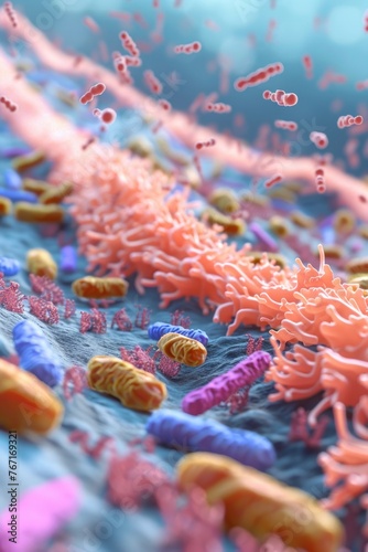 Simplified yet detailed portrayal of the human skin barrier preventing bacterial entry, focusing on its protective role  3D illustration