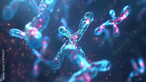 Simplified yet elegant portrayal of homologous chromosomes, focusing on their pairing during meiosis  3D illustration photo
